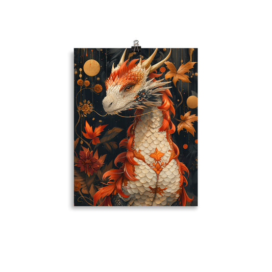 Poster on matte paper, Magical Dragon Print, Fantasy Wall Art, Enchanted Poster Design, Mythical Creatures Illustration, Dragon Lovers Gift