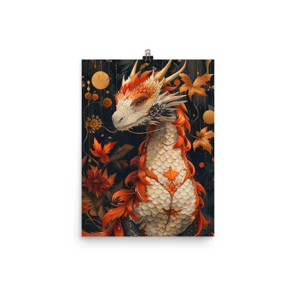 Poster on matte paper, Magical Dragon Print, Fantasy Wall Art, Enchanted Poster Design, Mythical Creatures Illustration, Dragon Lovers Gift