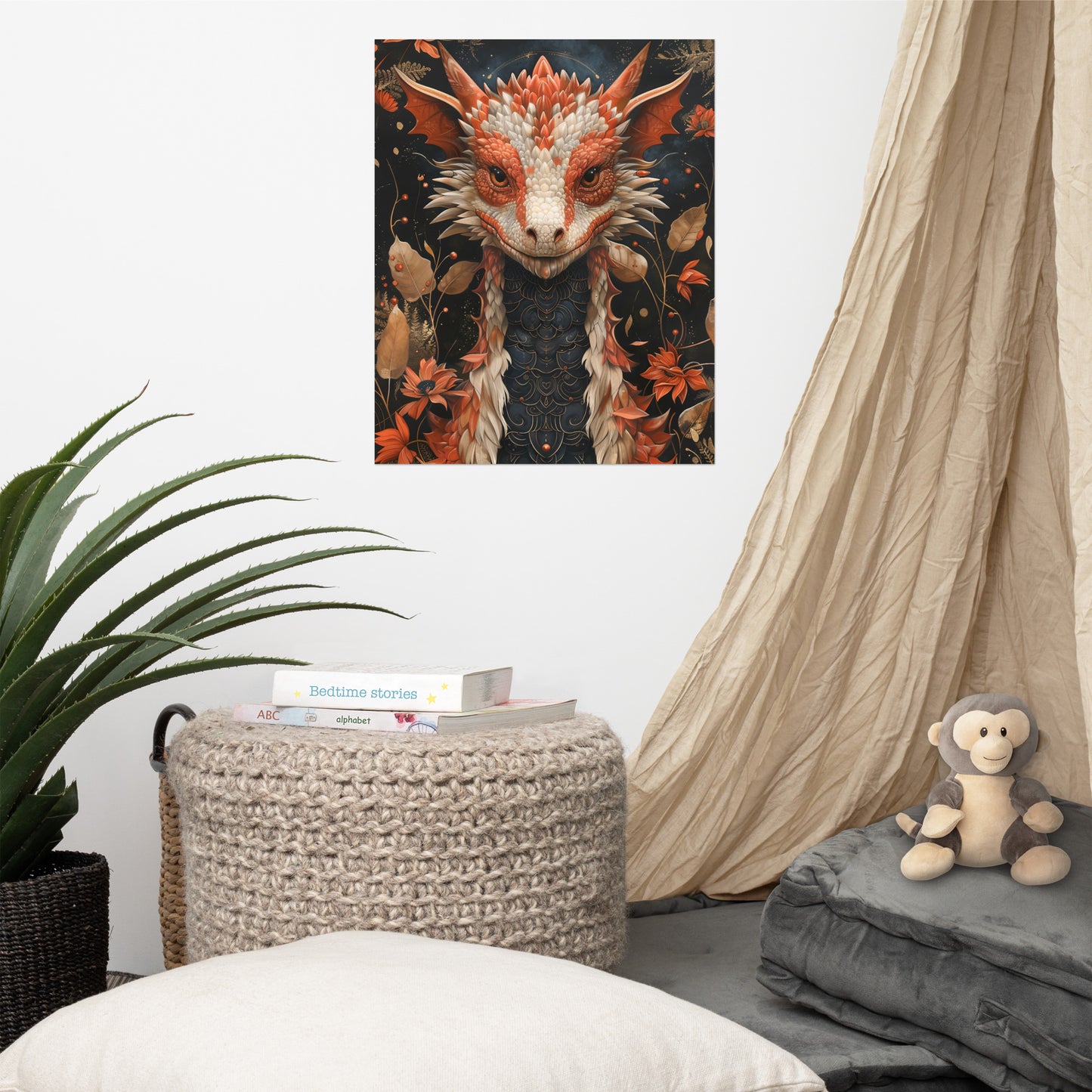 Poster on matte paper, Magical Dragon Print, Fantasy Wall Art, Enchanted Poster Design, Mythical Creatures Illustration, Dragon Lovers Gift