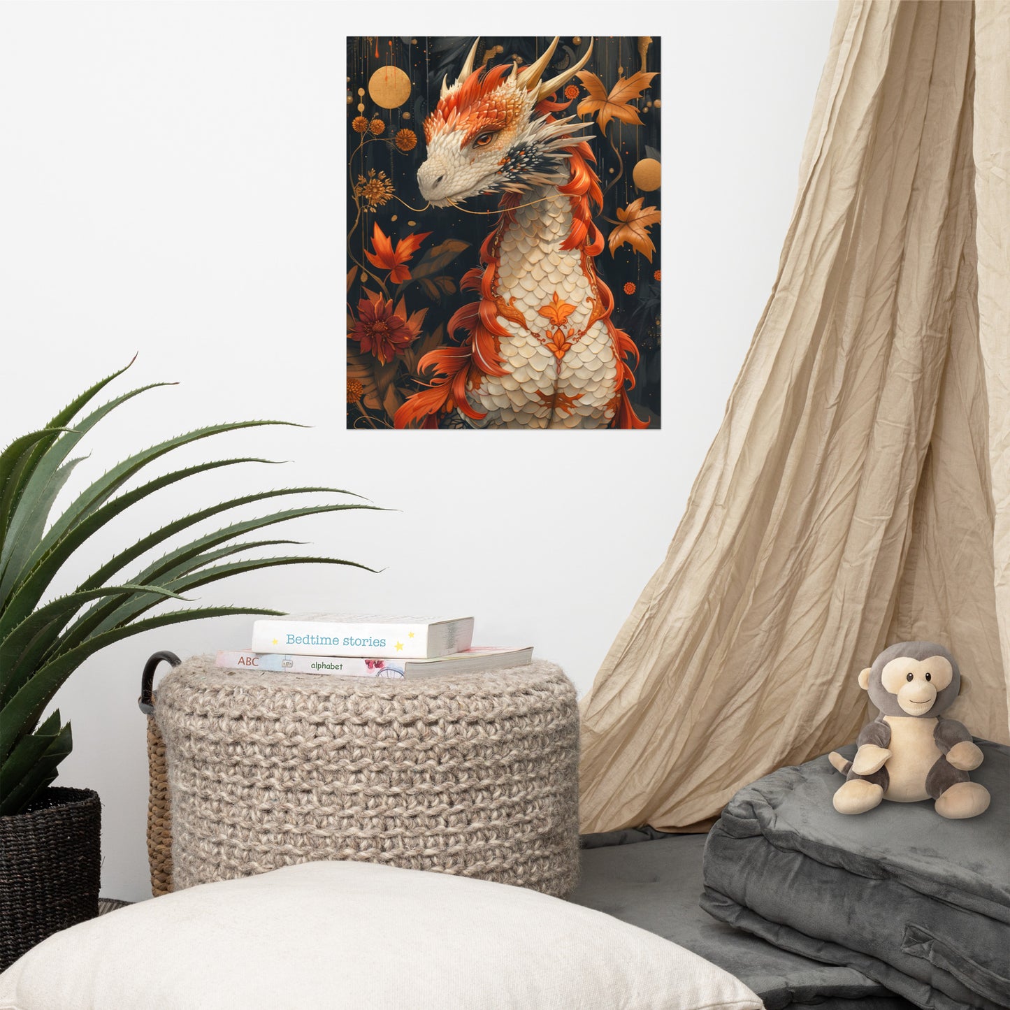 Poster on matte paper, Magical Dragon Print, Fantasy Wall Art, Enchanted Poster Design, Mythical Creatures Illustration, Dragon Lovers Gift