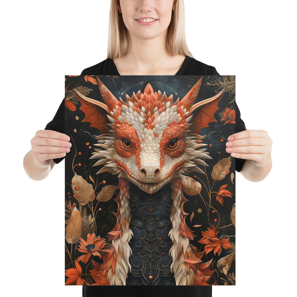 Poster on matte paper, Magical Dragon Print, Fantasy Wall Art, Enchanted Poster Design, Mythical Creatures Illustration, Dragon Lovers Gift