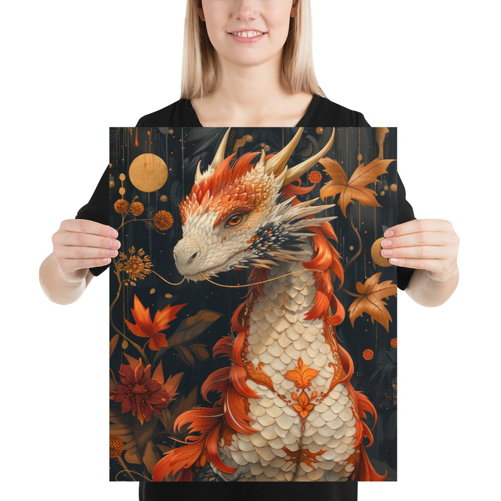 Poster on matte paper, Magical Dragon Print, Fantasy Wall Art, Enchanted Poster Design, Mythical Creatures Illustration, Dragon Lovers Gift