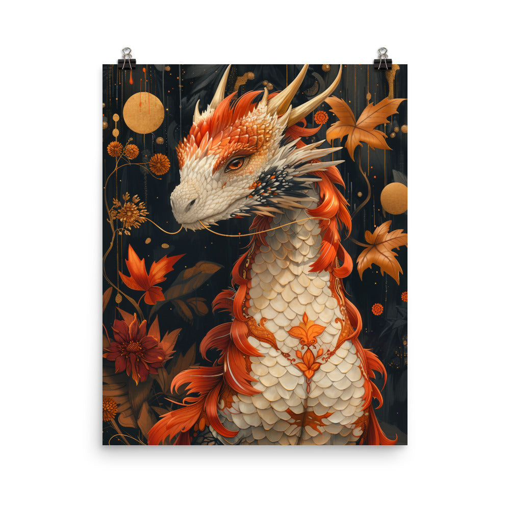 Poster on matte paper, Magical Dragon Print, Fantasy Wall Art, Enchanted Poster Design, Mythical Creatures Illustration, Dragon Lovers Gift