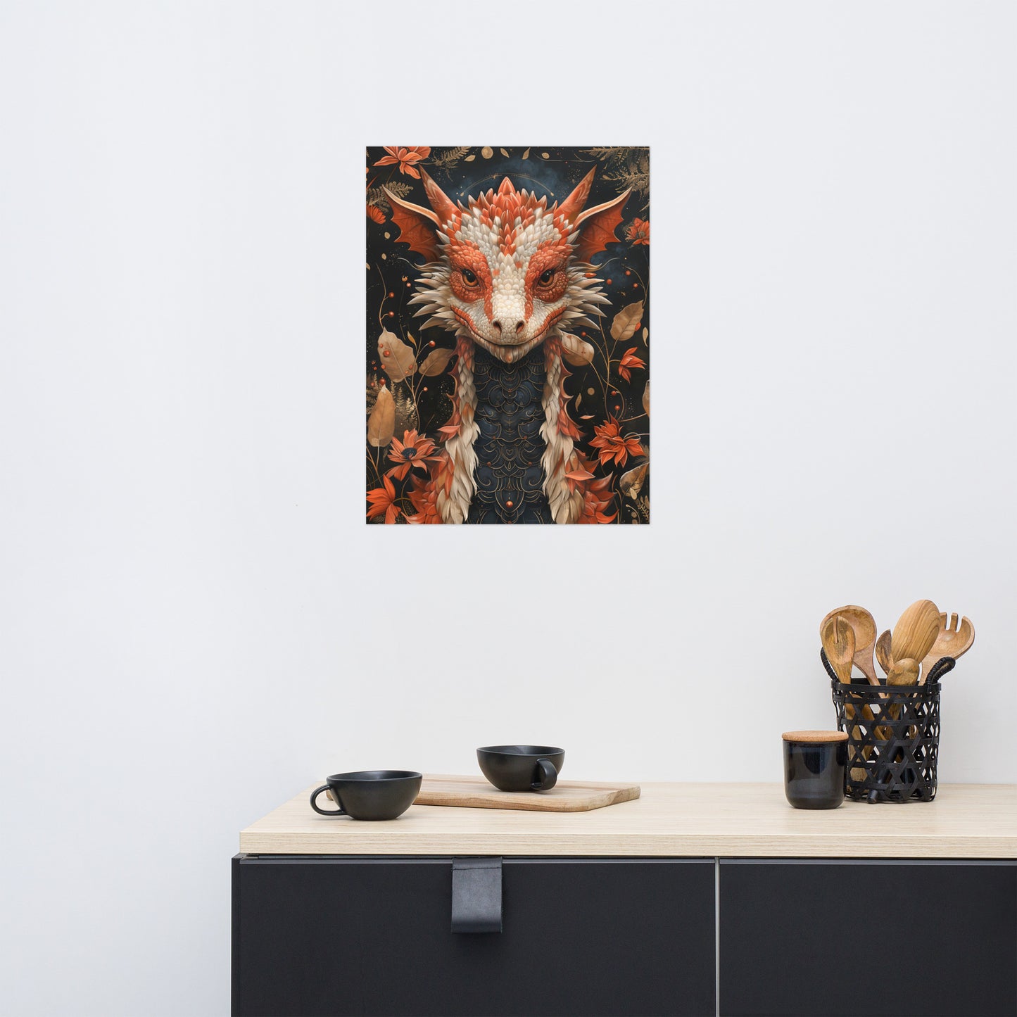 Poster on matte paper, Magical Dragon Print, Fantasy Wall Art, Enchanted Poster Design, Mythical Creatures Illustration, Dragon Lovers Gift