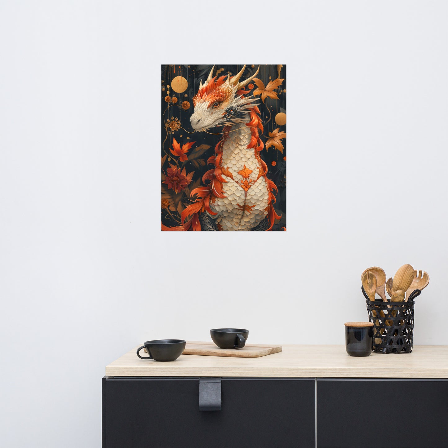 Poster on matte paper, Magical Dragon Print, Fantasy Wall Art, Enchanted Poster Design, Mythical Creatures Illustration, Dragon Lovers Gift