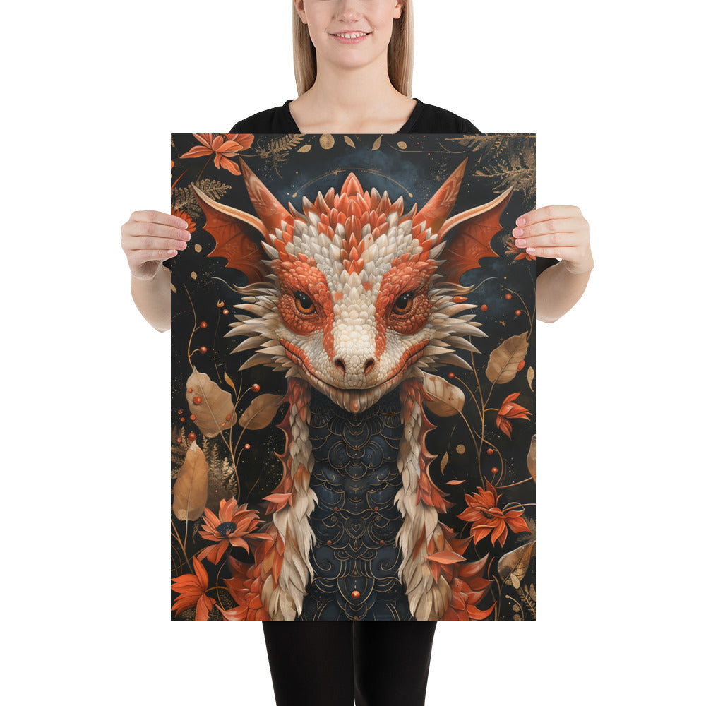 Poster on matte paper, Magical Dragon Print, Fantasy Wall Art, Enchanted Poster Design, Mythical Creatures Illustration, Dragon Lovers Gift