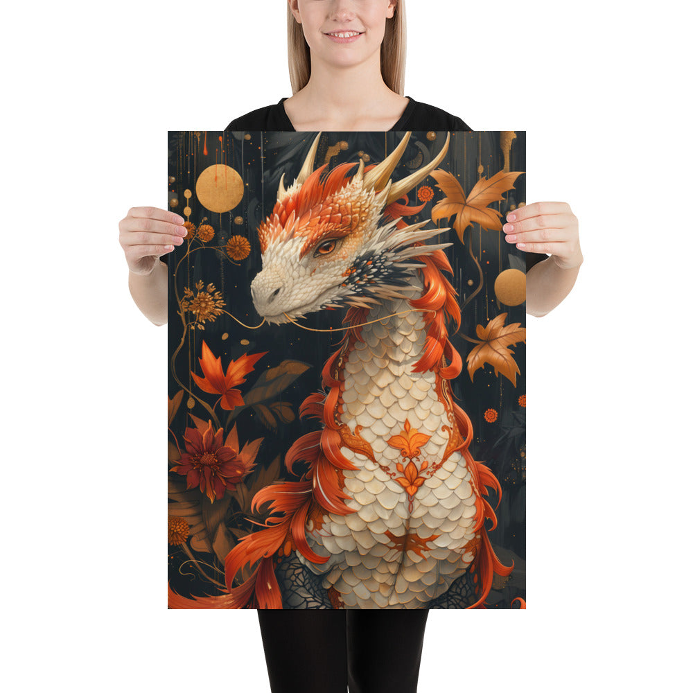 Poster on matte paper, Magical Dragon Print, Fantasy Wall Art, Enchanted Poster Design, Mythical Creatures Illustration, Dragon Lovers Gift