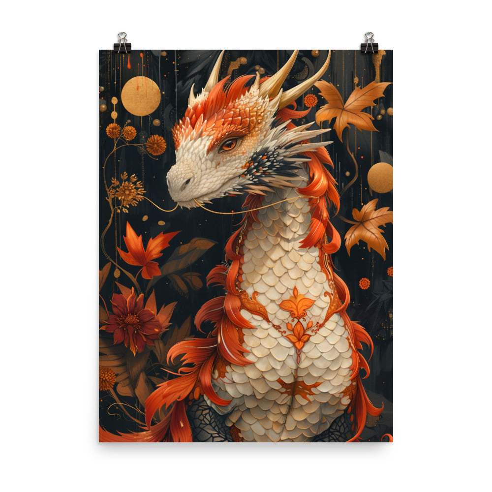 Poster on matte paper, Magical Dragon Print, Fantasy Wall Art, Enchanted Poster Design, Mythical Creatures Illustration, Dragon Lovers Gift