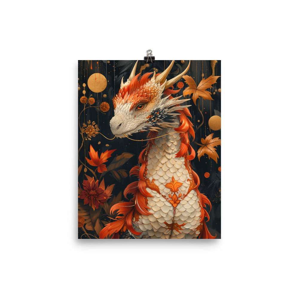 Poster on matte paper, Magical Dragon Print, Fantasy Wall Art, Enchanted Poster Design, Mythical Creatures Illustration, Dragon Lovers Gift